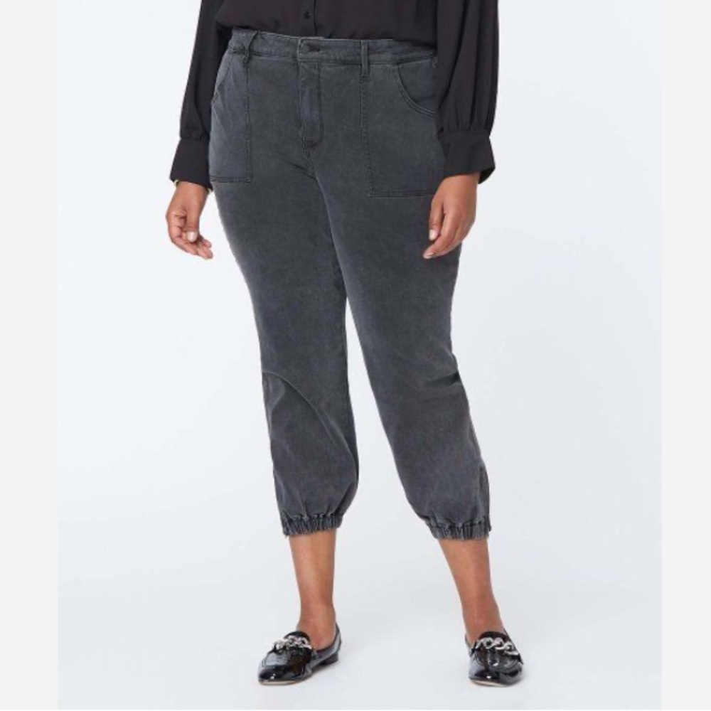 NYDJ- 14W- Charcoal Denim Cropped Pant Jean Zipper Leg - Picture 2 of 11